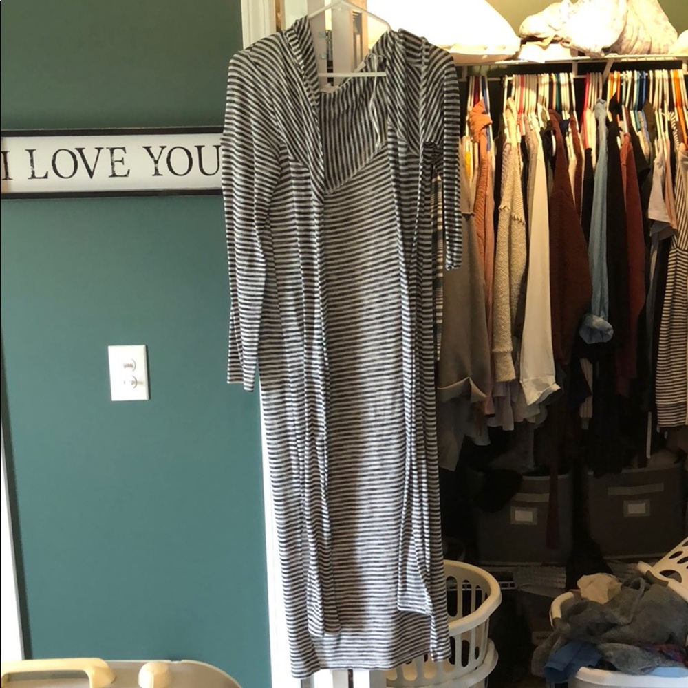 Striped long cardigan